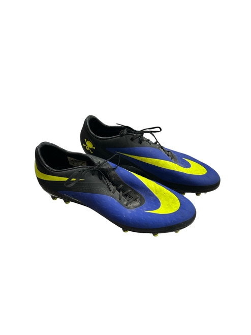 Vist Large View of Product Image Which is Used Nike HYPERVENOM CLEATS 10.5 Soccer Cleats Navy Blue And Lime Senior 10.5