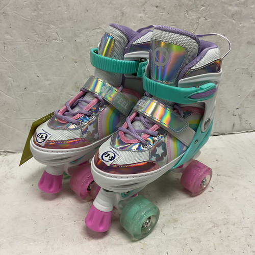 Vist Large View of Product Image Which is Used SULIFEEL RAINBOW UNICORN Junior Rec Fitness Skates White Adjustable