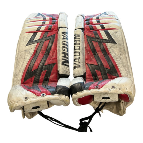 Vist Large View of Product Image Which is Used Vaughn 7500 Goalie Leg Pads Senior White 34"