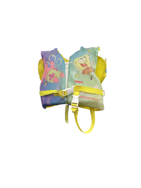 Vist Large View of Product Image Which is Used Coral Spongebob's Bubble Blowing Stand Personal Flotation Device Youth 50-90