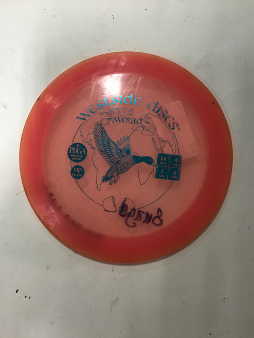 Vist Large View of Product Image Which is Used Westside VIP WORLD Disc Golf Driver Pink 176g