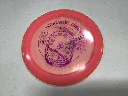Vist Large View of Product Image Which is Used Westside VIP DESTINY Disc Golf Driver Pink 169g