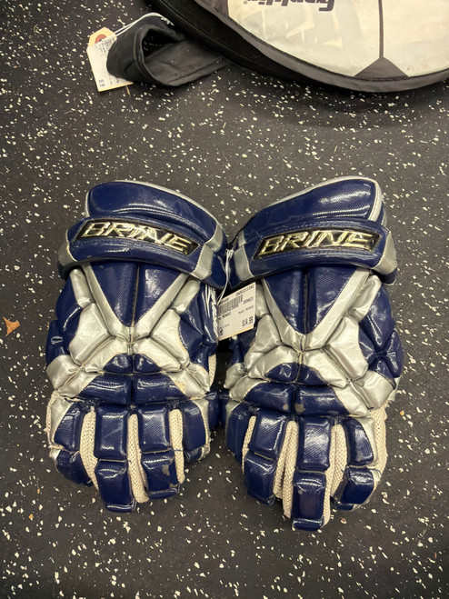 Vist Large View of Product Image Which is Used Brine MENACE Lacrosse Gloves Mens Navy Blue MD