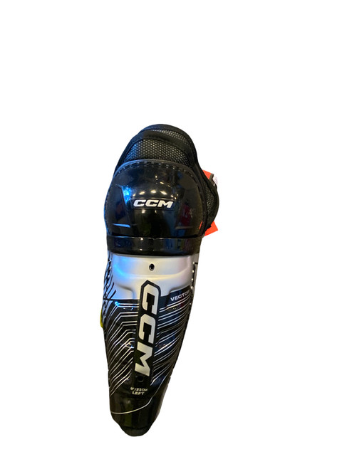 Vist Large View of Product Image Which is Used CCM VECTOR Youth Shin Guards Black 8"