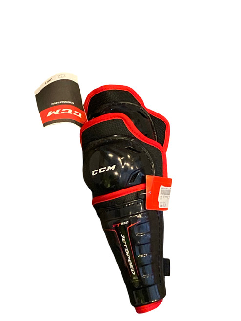 Vist Large View of Product Image Which is Used CCM JETSPEED FT350 Youth Shin Guards Black 8"