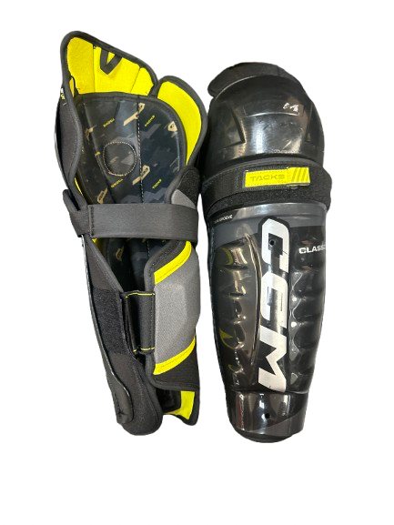 Vist Large View of Product Image Which is Used CCM TACKS CLASSIC Senior Shin Guards Black 14"