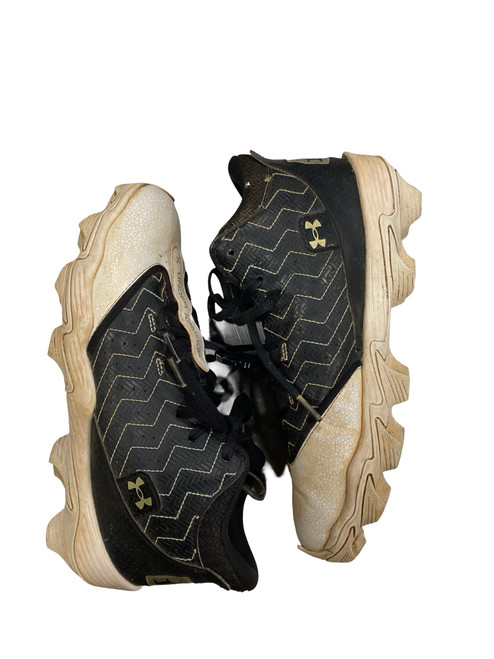Vist Large View of Product Image Which is Used Under Armour BRYCE HARPER BLK GOLD BB/SB Cleats Black Senior 6