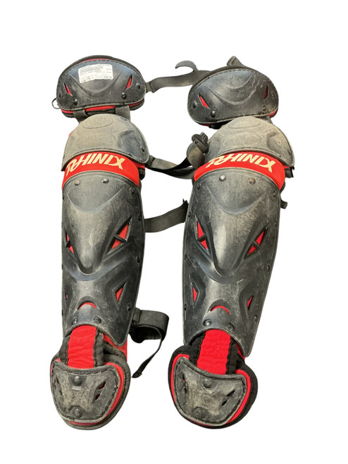 Vist Large View of Product Image Which is Used SHIN GUARDS Catchers Leg Guards Black And Red Youth