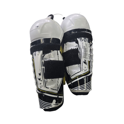 Vist Large View of Product Image Which is Used CCM SUPER TACKS SG 9INCH Youth Shin Guards White 9"