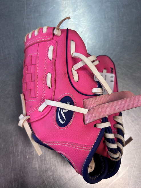 Vist Large View of Product Image Which is Used Rawlings PLAYER SERIES BB/SB Glove RH Throw Pink 9"