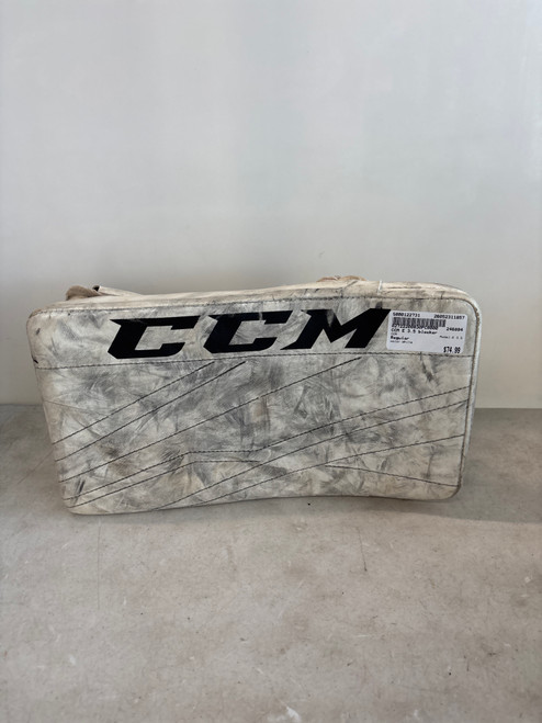 Vist Large View of Product Image Which is Used CCM E 3.5 Junior Goalie Blocker White