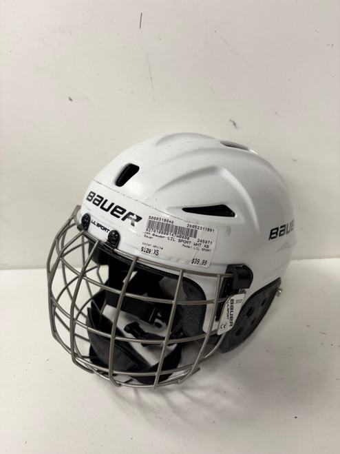 Vist Large View of Product Image Which is Used Bauer LIL SPORT Helmet Cage Combo White XS
