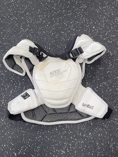 Vist Large View of Product Image Which is Used STX SHADOW UNLTD Lacrosse Shoulder Pads White SM