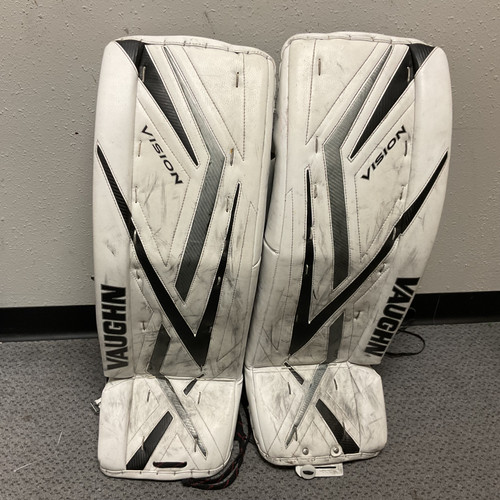 Vist Large View of Product Image Which is Used Vaughn VISION 9400 Goalie Leg Pads Senior White And Black 34"