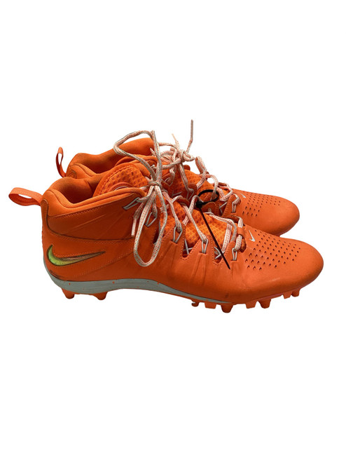 Vist Large View of Product Image Which is Used Nike NIKE HUARACHE 4 LAX LE TOTAL ORANGE/META LAX Cleats Mens Orange Senior 11.5