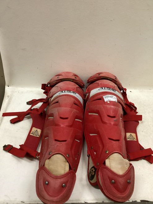 Vist Large View of Product Image Which is Used All-Star LG30WPRO Catchers Leg Guards Red Adult