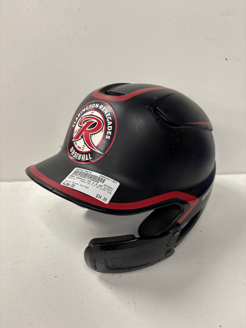 Vist Large View of Product Image Which is Used Easton Z5 2.0 SR W/EXT RHB Batting Helmet No Mask Black And Red One Size