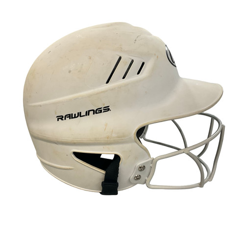 Vist Large View of Product Image Which is Used Rawlings Batting Helmet w/Mask White One Size