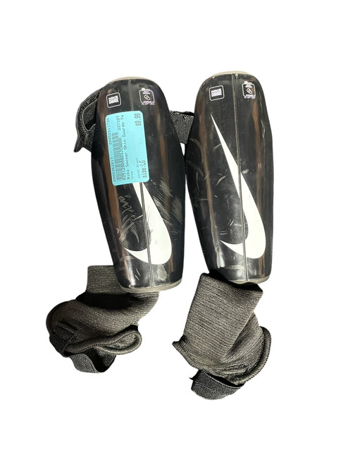 Vist Large View of Product Image Which is Used Nike Youth Soccer Shin Guards Black LG, front view