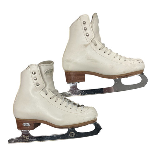 Vist Large View of Product Image Which is Used Riedell TS Girls Figure Skate White Junior 01.5