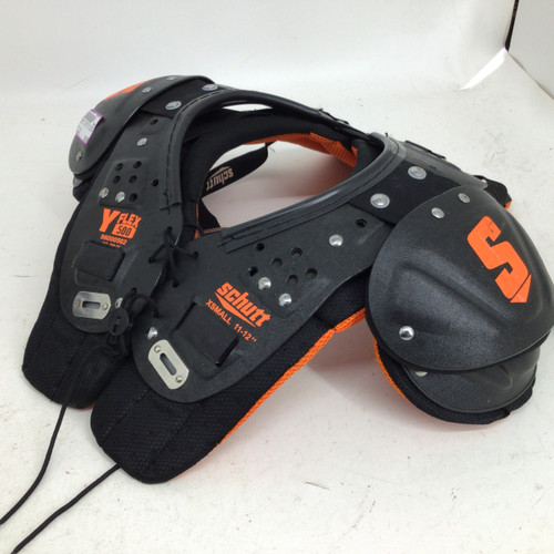 Vist Large View of Product Image Which is Used Schutt Y FLEX SM 11-12 IN SHOULDER PADS FB Shoulder Pads Black SM