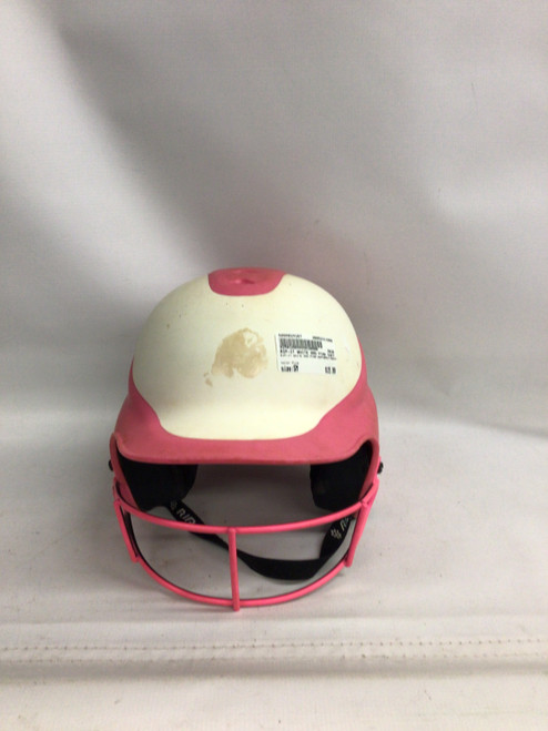 Vist Large View of Product Image Which is Used RIP-IT WHITE AND PINK SOFTBALL HELMET Batting Helmet w/Mask Pink SM