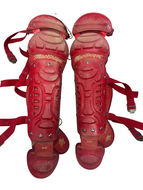 Vist Large View of Product Image Which is Used MacGregor SHINGUARDS Catchers Leg Guards Red Youth