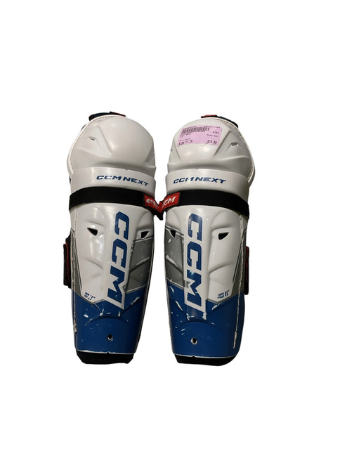 Vist Large View of Product Image Which is Used CCM NEXT Junior Shin Guards White 11"