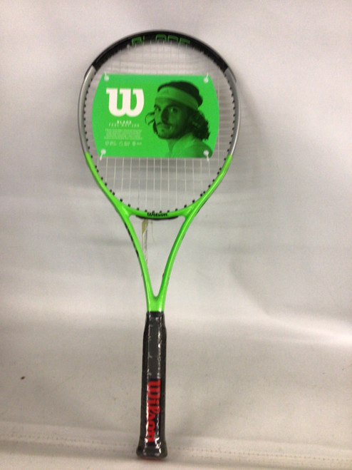 Vist Large View of Product Image Which is Used Wilson BLADE FEEL RXT 105 Adult Tennis Racquet Green 4 3/8"