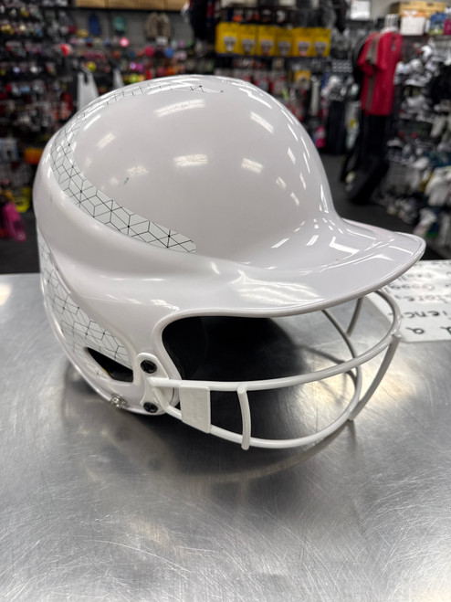 Vist Large View of Product Image Which is Used S/M Batting Helmet w/Mask White S/M