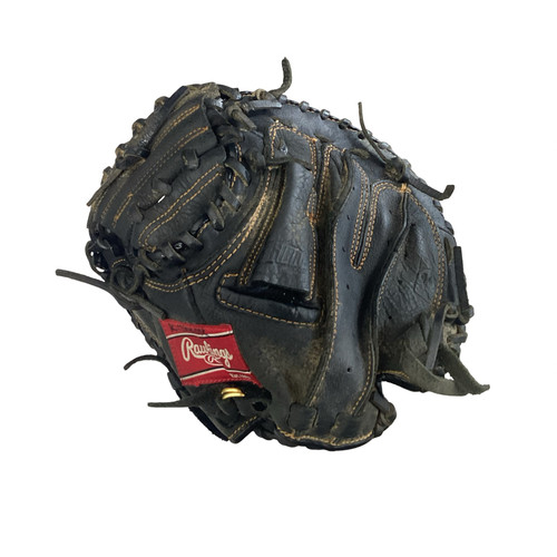 Vist Large View of Product Image Which is Used Rawlings LHT TOE CATCHERS MITT BB/SB Catchers LH Throw Black 31 1/2"