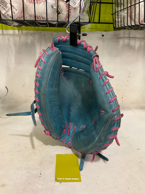 Vist Large View of Product Image Which is Used Rawlings PRORCM33CBW HEART OF THE HIDE BB/SB Catchers RH Throw Carolina Blue 33"