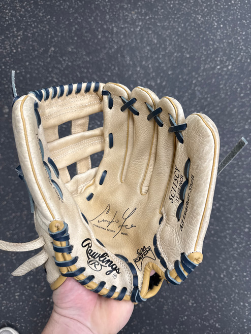 Vist Large View of Product Image Which is Used Rawlings SURE CATCH SC115CY BB/SB Glove RH Throw Tan 11 1/2"
