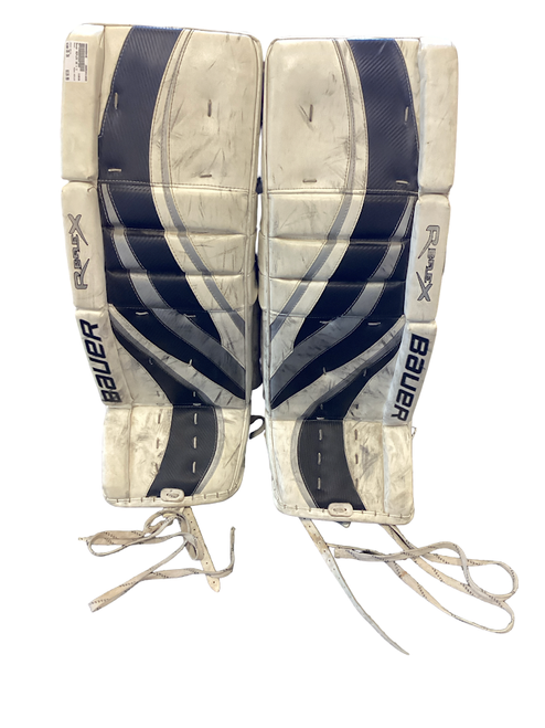 Vist Large View of Product Image Which is Used Bauer REFLEX Goalie Leg Pads Senior White 35"