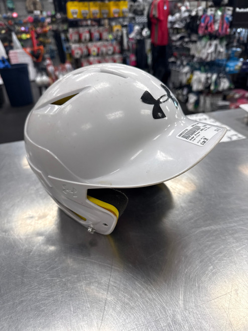 Vist Large View of Product Image Which is Used Under Armour UABH2-110 Batting Helmet No Mask White SM
