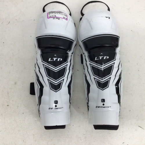 Vist Large View of Product Image Which is Used CCM LTP JR 11 IN SHIN GUARDS Junior Shin Guards White 11"