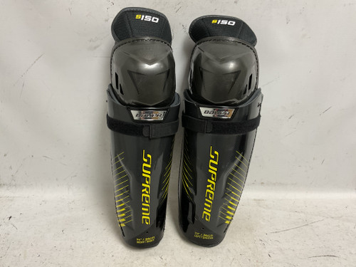 Vist Large View of Product Image Which is Used Bauer SUPREME S150 Senior Shin Guards Black And Yellow 14"