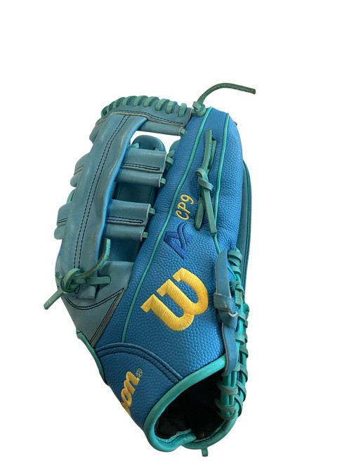 Vist Large View of Product Image Which is Used Wilson A2000 BB/SB Glove RH Throw Royal Blue 12 1/2"