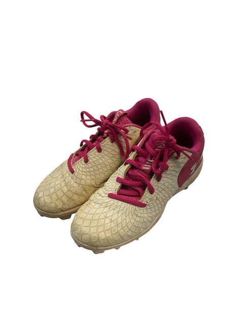 Vist Large View of Product Image Which is Used Under Armour 3026607-101 BB/SB Cleats Pink Junior 04