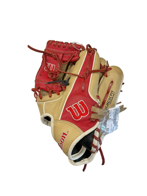 Vist Large View of Product Image Which is Used Wilson A500 11 BB/SB Glove RH Throw Tan 11"