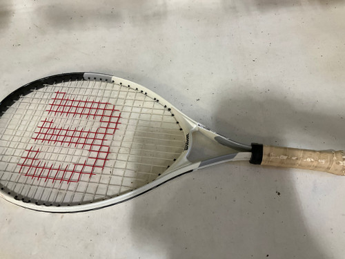Vist Large View of Product Image Which is Used Wilson US OPEN Adult Tennis Racquet Black 3 3/8"