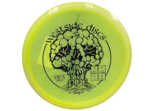 Vist Large View of Product Image Which is USED Westside VIP-X ORBIT PINE MATTY O Disc Golf Mid Range Yellow 177g