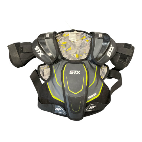 Vist Large View of Product Image Which is Used STX STALLION 200+ Lacrosse Shoulder Pads Black LG