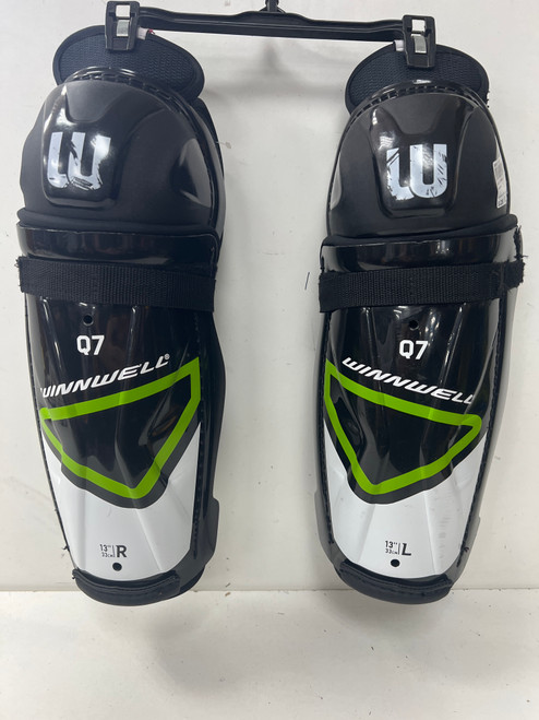Vist Large View of Product Image Which is Used WinnWell Q7 Intermediate Shin Guards Black 13"