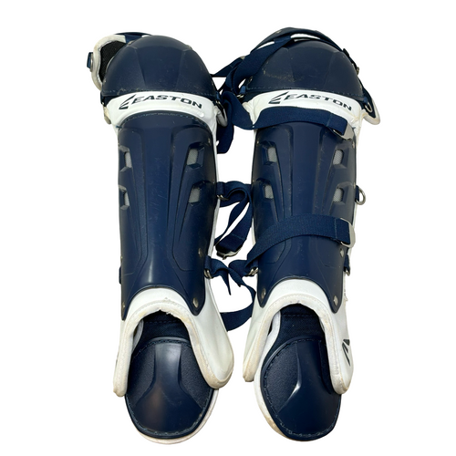 Vist Large View of Product Image Which is Used Easton IKP CATCHERS SHIN GUARDS Catchers Leg Guards Navy Blue Adult
