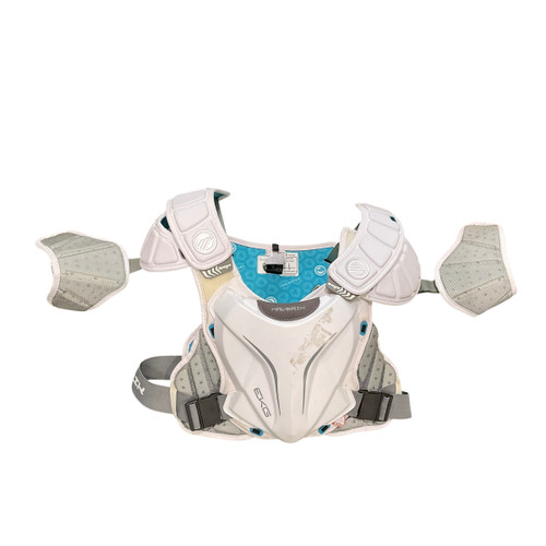 Vist Large View of Product Image Which is Used Maverik EKG Lacrosse Shoulder Pads White SM