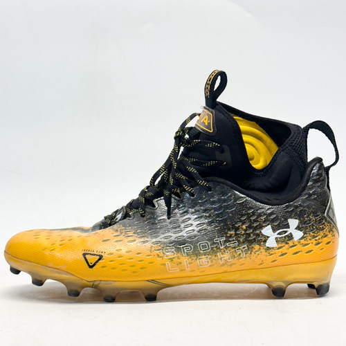 Vist Large View of Product Image Which is Used Under Armour SPOTLIGHT Adult FB Cleats Black And Gold Senior 12