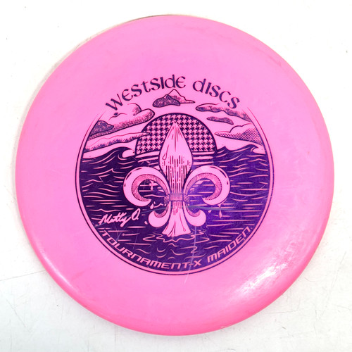 Vist Large View of Product Image Which is Used Westside MATTY O TOURNAMENT-X MAIDEN Disc Golf Putter Pink 173g