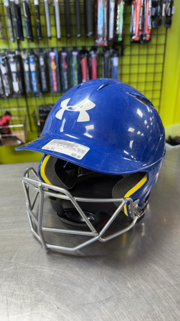 Vist Large View of Product Image Which is Used Under Armour BATTING HELMET Batting Helmet w/Mask Royal Blue M/L