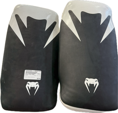 Vist Large View of Product Image Which is Used Venum KICK PADS Boxing Pads Black And White